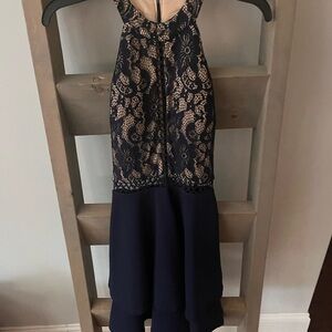 Elegant Navy and Lace Dress